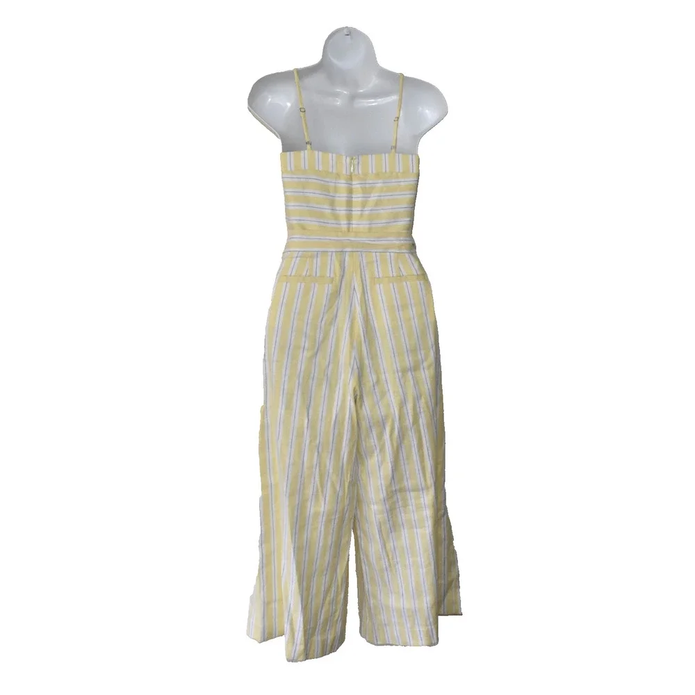 NWT BANANA REPUBLIC Linen/Cotton Blend Striped Wide Leg Jumpsuit Size 2 $149